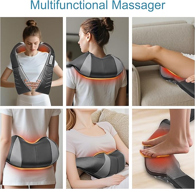 Shiatsu Neck and Back Massager, Electric Shoulder Massager with Heat, Deep Tissue Kneading Massage for Pain Relief, Gifts for Dad Mom Friend Birthday Father's Day(NOT Cordless)