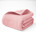 Salt Earth GOTS Certified 100% Organic Cotton Throw Blanket, 90" X 90" Blankets & Throws for Bed, Throw Blanket for Couch,Modern & Cozy Blanket, All Season Waffle Blanket, Soft Blanket (Misty Rose)