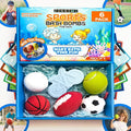 Bath Bombs for Boys W/Educational Flash Cards - Bathbombs with Toys Inside - 2.5 oz Gift Set of 6 Scented Organic Handmade with Natural Essential Oils - Sports Surprise Inside by Zenseme