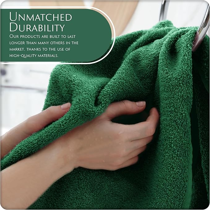 MAURA Basics Hand Towels for Bathroom with Hanging Hook Loops. Soft, Durable, Long Lasting and Absorbent Hand Towel Sets for Bathroom, American Standard Size 16"x28", Hunter Green