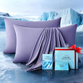 Ultra-Chill Cooling Pillowcase Set of 2 for Hot Sleepers, Softer Than Silk Pillow Cases for Protecting Hair & Skin, Breathable Bed Pillow Covers w/Zipper, Gifts for Women & Men(Purple, Queen)