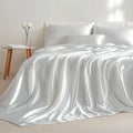 Bedsure White Satin Sheets Full Size - 4 Piece Silky Bedsheets with 15 Inches Deep Pocket Fitted Bedsheet,1 Flat Sheet, 2 Satin Pillowcases, Good for Hair & Skin (Full, White)