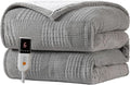 Heated Blanket Electric Blanket Throw 50''X60''-Heating Throw with 9 Heat Settings-2-10 Hours Auto Off,ETL Certified,Machine Washable (Grey)