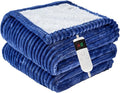 Heated Blanket Electric Full, Soft Flannel Heating Blanket with 8 Hours Auto Off 10 Fast Heating Levels Machine Washable Sherpa Heated Blanket with Overheating Protection