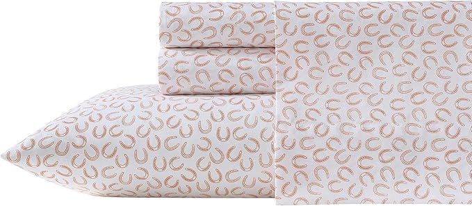 Wrangler - Twin Sheet Set, Super Soft & Cozy Bedding with Matching Sham(s), Casual Luxurious Bedding Set, Yellowstone Inspired, Oeko-Tex Certified (Horseshoe Orange, Twin)