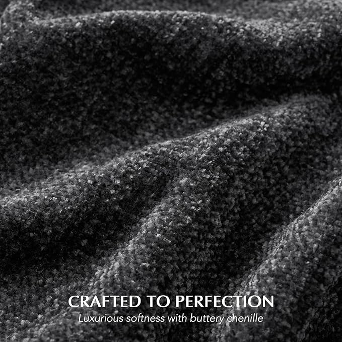 EVERGRACE Soft Chenille Throw Blanket for Couch, Cozy Plush Fuzzy Decorative Chenille Knit Throw Blanket with Tassels, Lightweight Blanket and Throws for Bed Sofa Gift Home Decor, Iron Black 50"x60"