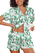 Ekouaer Pajamas for Women Set Silk Satin Pjs Shorts Sleepwear 2 Piece Loungewear S-XXL
