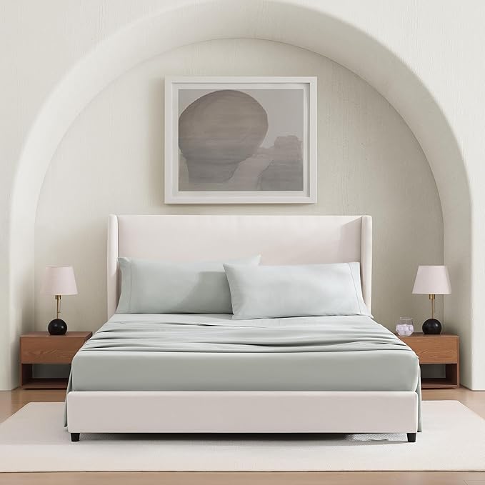 UGG Cali King Sheet Set 4-Piece Luxury Cooling Sheets Deep Pockets Premium Bedding with 2 Shams Hypoallergenic Machine Washable Soft Lightweight Bed Set for Room, California King, Mineral Green (Hedi)