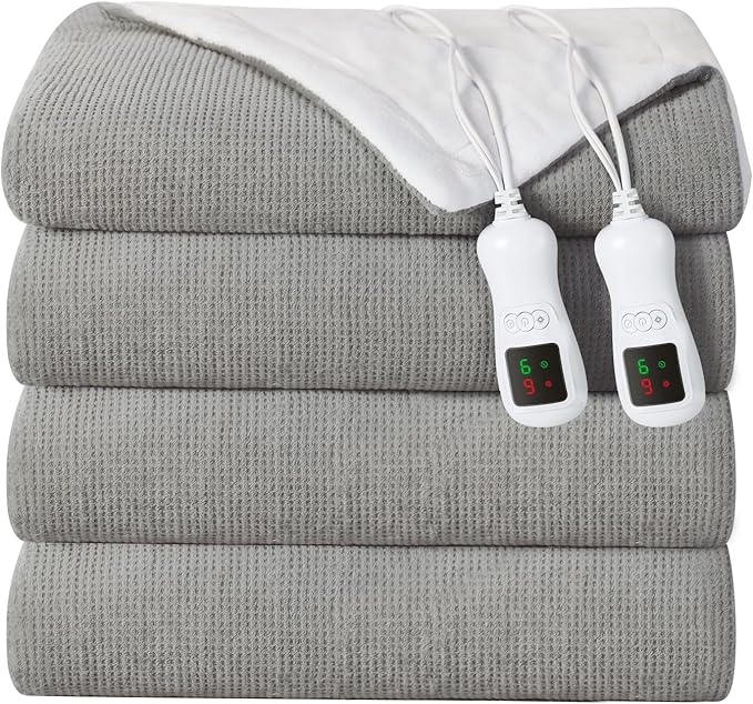 Electric Heated Blanket King Size, Washable Blanket Warmer with Dual Control for Home for Adults, Super Cozy Soft Fabric 100" x 90", 9 Heat Levels, 1-9H Auto-Off, ETL Certified, Gray