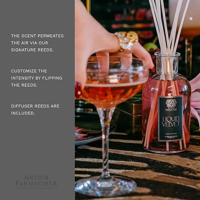 Antica Farmacista Home Ambiance Diffuser - Long-Lasting Reed Scent Diffuser - Luxury Room Freshener Gift - Liquid Velvet, 16.9 fl oz