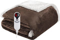 Electric Heated Blanket Throw Size 50"x60", Soft Flannel with Overheat Protection, 6 Adjustable Heat Settings & 3-Hour Auto-Off Timer, Fast Heating for Winter Comfort, Dark Brown