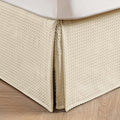 MIYE Pleated Waffle Weave Bed Skirt, Tailored Dust Ruffle 14 Inch Drop Easy Fit, Machine Washable,No Split Corners (Light Beige, King - 14" Drop)
