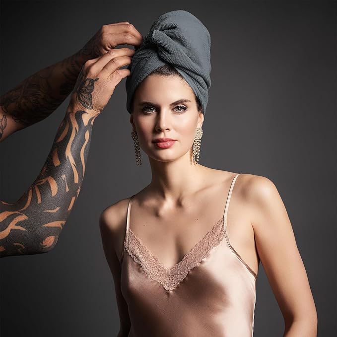 Fromm Softees Microfiber Salon Hair Towels for Hairstylists, Barbers, Spa, Gym in Granite Blue, 16" by 29", 10 Count Perfect Hair Care Towel for Drying Curly, Long, Wavy Hair