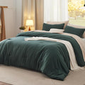 Bedsure Queen Size Comforter Set, Forest Green Soft Prewashed Bedding for All Seasons, 3 Pieces GentleSoft™ Down Alternative Bed Set, 1 Lightweight Comforter (90"x90") and 2 Pillowcases (20"x26")