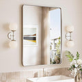 TokeShimi 24x32 Brushed Nickel Bathroom Mirror,Vanity Mirror for Bathroom with Tempered Glass,Rectangle Bathroom Wall Mirror with Aluminum Frame(Horizontal/Vertical)