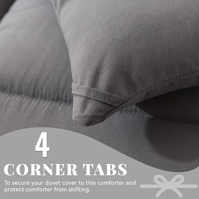 Cosybay Down Alternative Comforter (Dark Grey, Queen)- All Season Soft Quilted Queen Size Bed Comforter - Duvet Insert with Corner Tabs - Winter Summer Warm Fluffy, 88x92inches