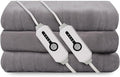 Electric Heated Blanket 90"x100" King Size, Soft Coral Fleece, Dual Controllers with 4 Heating Levels and 10 Hours Auto-Off, Machine Washable, Cozy Plush Fabric for Home, Light Gray