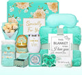 Gift Baskets for Women, Self Care Gifts Spa Basket Set for Women Get Well Soon Gifts with Flannel Blanket Care Package, Thinking of You Christmas Birthday Gifts for Mom Girlfriend Sister Wife