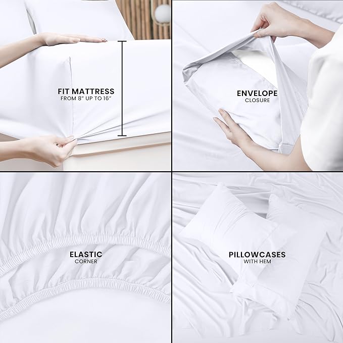 Utopia Bedding King Bed Sheets Set - Pack of 2 Sheet Sets - Perfect for Spa, Hotel, & Guest Bedroom - Brushed Microfiber - Shrinkage and Fade Resistant - Easy Care (White)