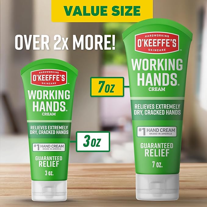 O'Keeffe's Working Hands Hand Cream for Extreme Dryness - 7 oz Tube (2 Pack) - Repairing Skincare for Cracked, Dry Hands