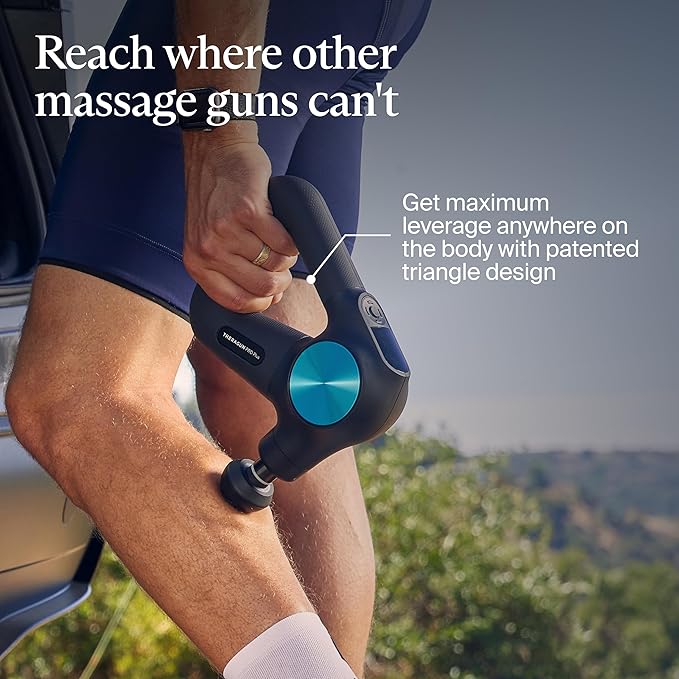 Therabody Theragun PRO Plus - 6-in-1 Deep Tissue Percussion Massage Gun, Handheld Personal Massager for Full Body Pain Relief & Muscle Tension with Biometric Breathwork, Vibration & Heated Attachments