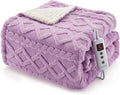 CAROMIO Heated Throw Blanket - Thick Tufted Sherpa Electric Blanket Throw with 10 Heating Levels and 10 Time Settings, ETL Certified Machine Washable Fast Heating Blanket Throw 50"×60", Purple