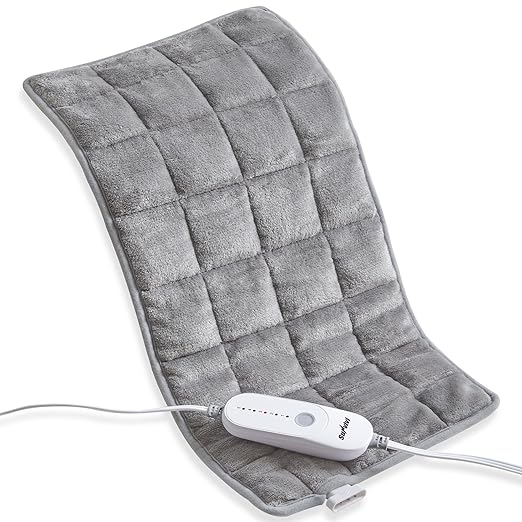 Gentle Pressure Heating Pad – Weighted Electric Pad with Soothing Heat & Balanced Pressure, 5 Heat Levels, Auto Shut-Off, Machine Washable Heat Pad for Neck & Shoulder, Gray