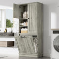 Tall Storage Cabinet with Adjustable Shelves & Flip-Out Basket, MDF Material with Aluminum Alloy Handles, Large Capacity for Bathroom, Kitchen, Living Room, Office Organizer, Oak