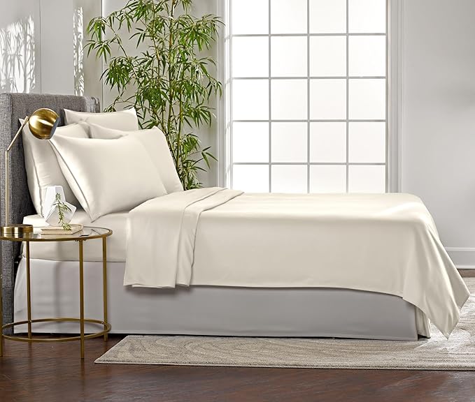 California King Sheets by Pure Bamboo, Genuine 100% Organic Viscose Derived from Bamboo Bed Sheet Set, Soft & Cooling, Double Stitching, Lifetime Quality Promise (California King, Ivory)