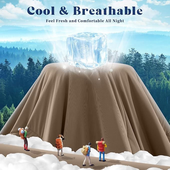 Cooling Comforter Twin Size, Double-Sided Cooling Blanket for Hot Sleepers & Night Sweats, Arc-Chill Q-Max > 0.4 Breathable Ice Blanket, Lightweight Cold Comforter (68''x90'', Brown)
