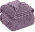 Wemore Weighted Blanket for Adults Twin Size 15 lbs, Dual Sided Soft Fuzzy Jacquard Sherpa Weighted Blankets for Sleeping, Cozy Fluffy Knitted Heavy Blanket for Couch Bed, Purple, 60 x 80 inches