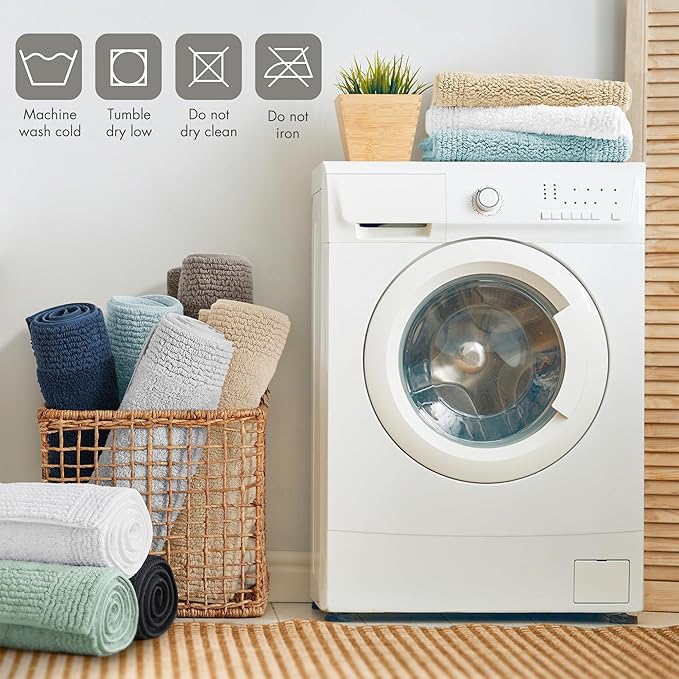 Madison Park Splendor Reversible 100% Cotton Tufted Bathroom Rug-3000 GSM Hotel Quality Luxurious Plush Medium Pile Bath Mat Absorbent, Quick Dry, Shower Room Décor, 24x60 Charcoal