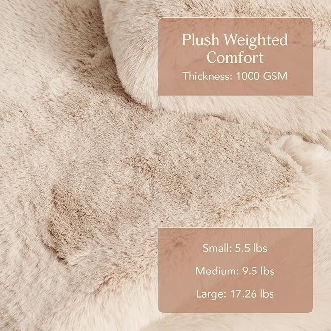 UnHide Marshmallow - Faux Fur Blanket - Heavy Weight, Extra Soft Blanket - Made from Recycled Materials - Machine Washable - Large (90" x 108") - Beige Bear