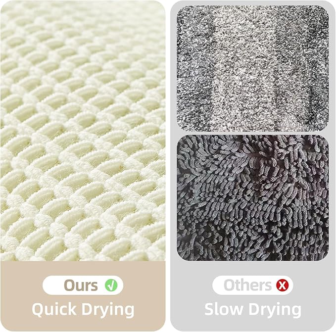 Cream White Bathroom Rugs, Waffle Bath Mat Non Slip Washable Super Absorbent Quick Dry Boho Farmhouse Bathroom Decor, 36"x24" Cream White