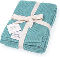 Knit Baby Blanket in Cable Pattern, Organic Cotton Blankets for Crib or Stroller, Receiving Blankets - Ocean Teal