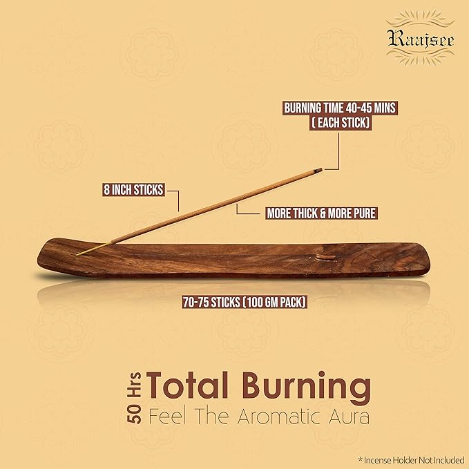 Raajsee Palo Santo Incense Sticks 100 gm Pack-100% Pure Organic Natural Hand Rolled Free from Chemicals-Perfect for Church,Aromatherapy,Relaxation,Meditation,Positivity & Sensual Therapy