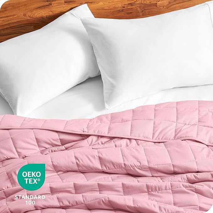Bare Home Weighted Blanket 40"x60" 10lbs, Light Pink