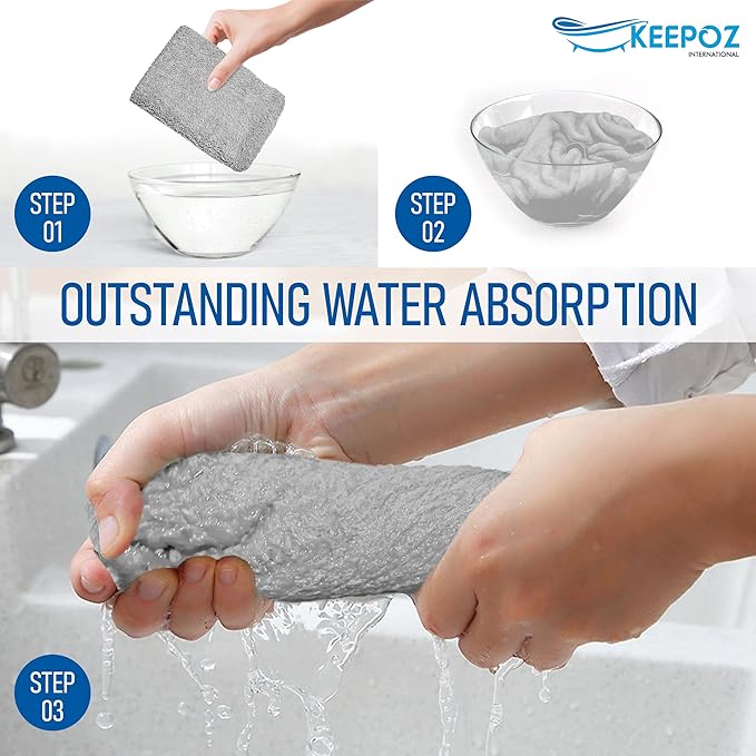 KEEPOZ Hair Towel Wrap Quick Dry 100% Cotton Super Absorbent Turban Head Wrap for Women with Button, Non Microfiber Anti Frizz Hair Products, Hair Cap for Curly, Long Hair (Grey, 1 Pc)