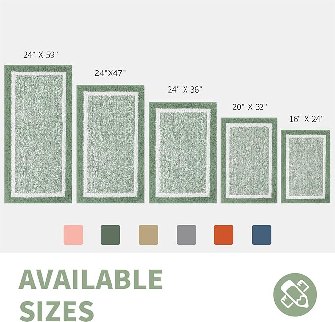 CozeCube Bath mats for Bathroom Non Slip, Fluffy Absorbent Microfiber Bath mat Washable, Aesthetic Bathroom Rugs, Large Sage Green Bath mat, Sage Green, 36" x 24"