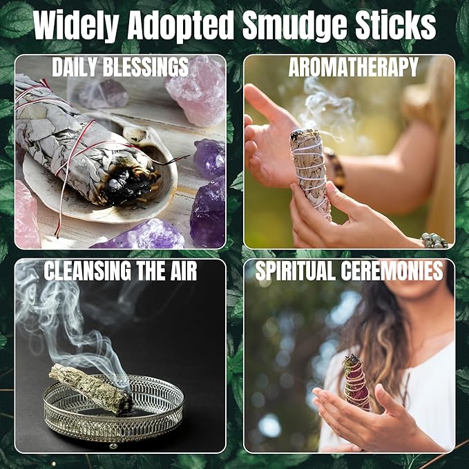 SOUL STICKS Smudge Stick Variety Gift Set | Bulk Sage Bundles for Space Cleansing | Smudging Wand Gift Set with Smudge Guide (Essential Sage, 6 Pack)