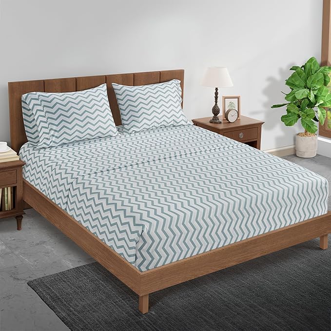 LANE LINEN Twin XL Sheets for Adjustable Bed Split King – 450 Thread Count 100% Cotton Bedsheets, Soft & Breathable Sateen Sheets, 15” Deep Pocket Fitted Sheet, Premium Hotel Quality, Chevron