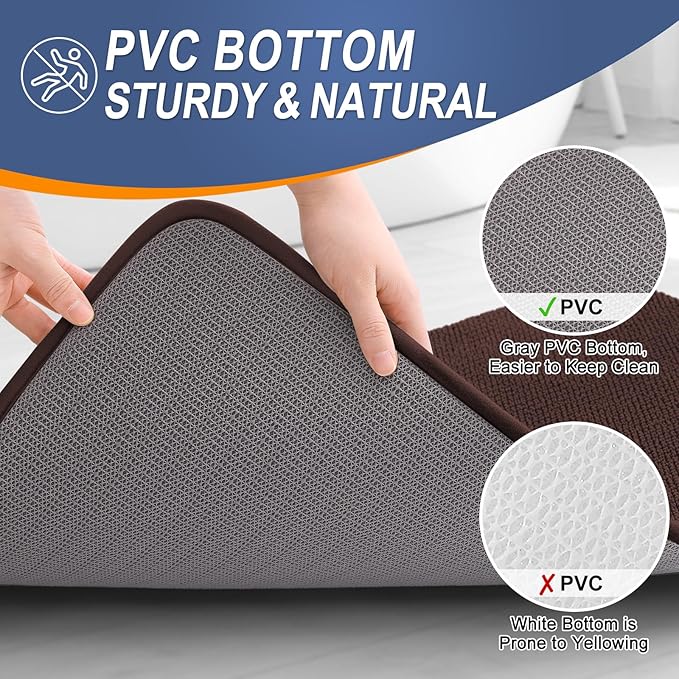 OLANLY Thick Memory Foam Bath Mat Rug 47x20, Extra Soft Absorbent Bathroom Rug, Quick Dry Bath Mats, Non-Slip, Machine Washable Carpet for Bathroom, Tub and Shower, Home Decor Accessories, Brown