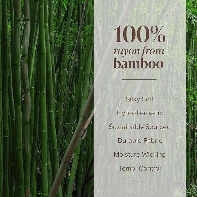 Bare Home 100% Rayon Made from Bamboo Queen Sheet Set - 4 Piece Bedding Set - Deep Pockets - Breathable - Easy Fit - Bedding Sheets & Pillowcases (Queen, Cloud Grey)