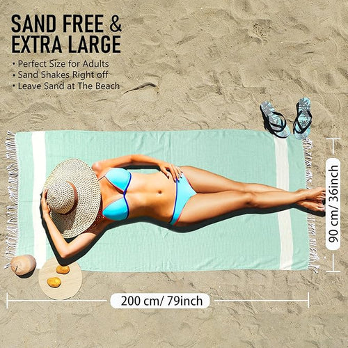 6 Pack Cotton Turkish Beach Towel Lightweight Thin Travel Vacation Essentials Oversized XL Towels Set for Pool Swim Bath Camping Cruise Accessories Absorbent Quick Dry Sand Free Bulk clearance Blanket