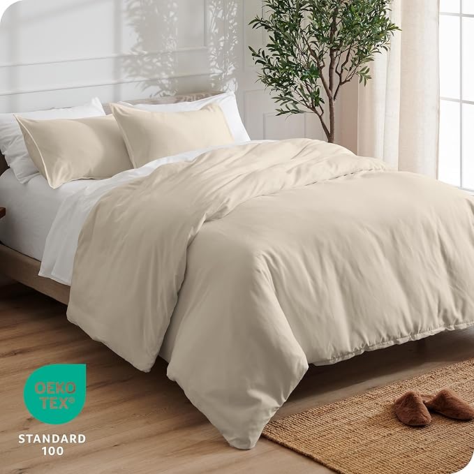 Bare Home Bedding Duvet Cover Queen Size - Premium 1800 Super Soft Collection - Lightweight, Cooling Duvet Cover - Soft Breathable Bedding (Queen, Sand)