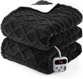 CAROMIO Electric Blanket Full Size - Thick Tufted Sherpa Heated Blanket Full Size with 10 Heating Levels and 10 Time Settings, ETL Certified Machine Washable Fast Heating Blanket Full 72"×84", Black