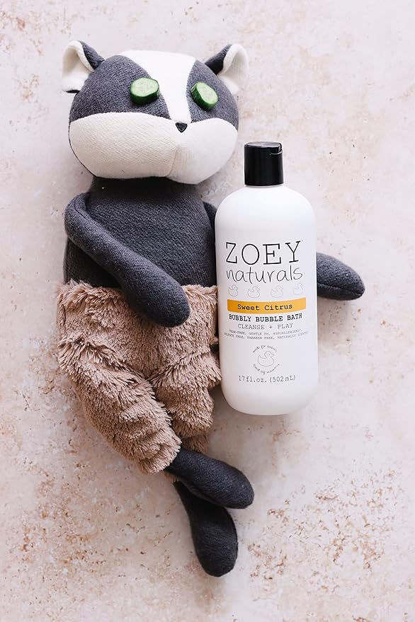 Zoey Naturals - Sweet Citrus Bubble Bath for Kids & Babies - Organic Tear-Free, Non-Toxic Toddler Soap with Moisturizing Aloe & Avocado Oil - Long Lasting Bubbles - Made in USA, 17 oz
