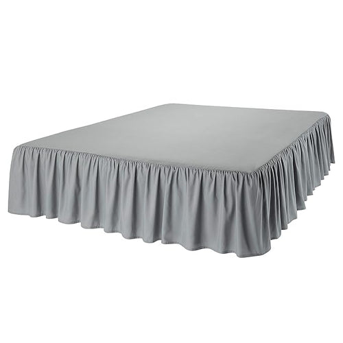 Amazon Basics Lightweight Ruffled Bed Skirt, Classic Style, Soft and Stylish 100% Microfiber with 16" Drop, Queen, Dark Grey, Solid (Pack of 8)