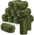 Tinideya 12 Pcs Flannel Fleece Throw Blanket Bulk 50 x 60 Inch Soft Fleece Blanket Warm Throw Blanket Coral Blankets for Couch Sofa Home Wedding Gifts Season (Army Green)