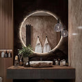 Round LED Mirror for Bathroom, 24" Circle Frameless Backlit Mirror with Lights, Wall Mounted Vanity Mirror, 3 Colors, Dimmable, Anti-Fog, IP65 Waterproof, Memory Function, UL Listed